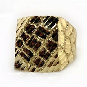 Solid 10k Yellow Gold Men Large Nugget Ring 10 Grams Size 11