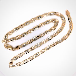 10k Solid Tri Color Gold Valentino Chain Necklace 4.5 mm 25.5&quot; 12 Gr