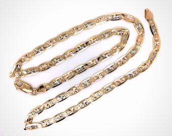 10k Solid Tri Color Gold Valentino Chain Necklace 4.5 mm 25.5&quot; 12 Gr