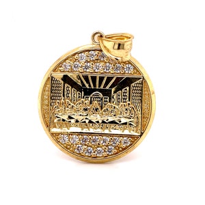 10K Solid Yellow Gold Last Supper Jesus Religious Pendant 5.3 Gr 1.18” Large