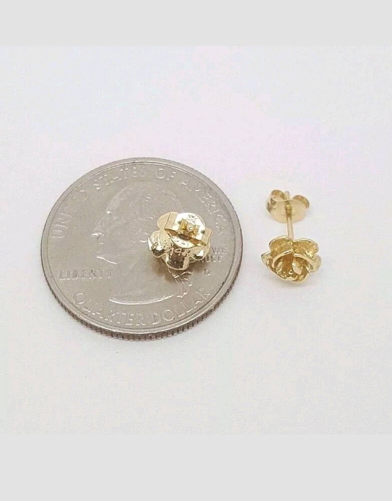 14K Real Solid Gold Polished Love Knot Sleeper Studs Earrings Push