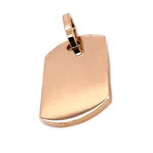 Mens 10K Solid Yellow Gold Custom Dog Tag Charm Pendant, 1”, 4 Grams