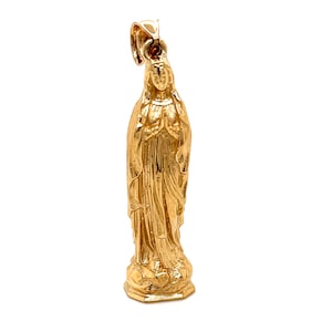 14k Yellow Gold 3D Statue Virgin Mary Mens Pendant, 9.2 Grams 1.46”