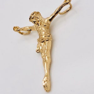 14k Yellow Gold Jesus Christ Open Hand Cross Crucifix Pendant Men/Women 1.26”