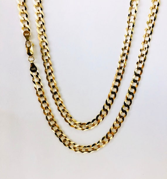 Mens 14k Solid Yellow Gold Cuban Link Chain Neckl… - image 6