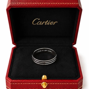 Authentic Cartier Vendôme Louis Trinity Wedding Band Ring 18K White Gold Size 61