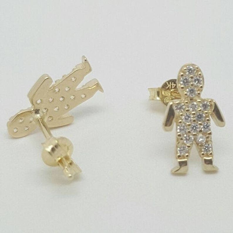 14k Solid gold baby boy stud earrings Etsy