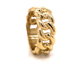 10k Solid Yellow Gold Mens Miami Cuban Link Ring 9 Grams 9 mm Wide