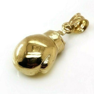 Mens 10K Yellow Gold Boxing Glove Pendant 14 mm