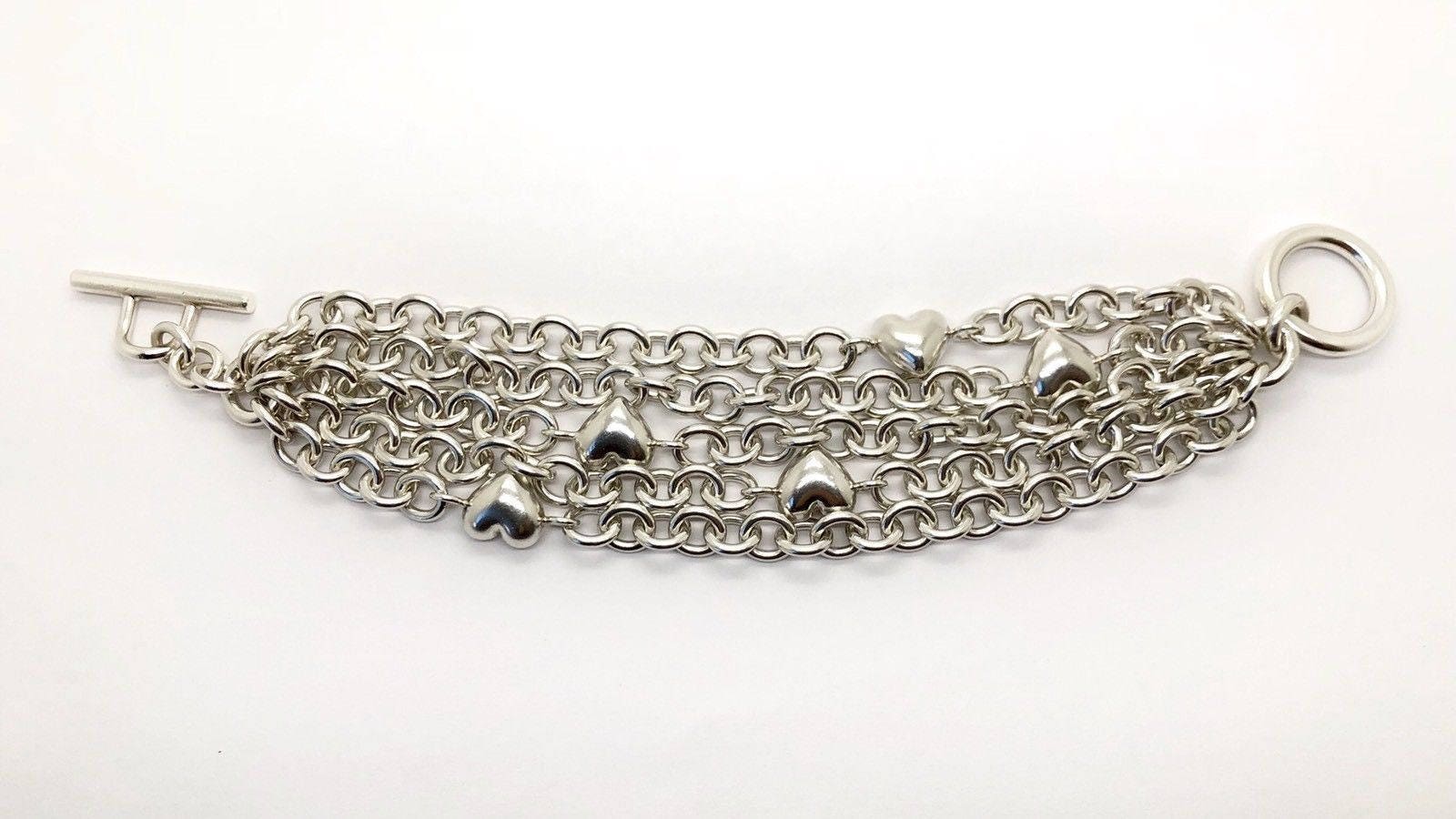 Tiffany & Co Sterling Silver 5multi Strand Chain Puffed Heart - Etsy