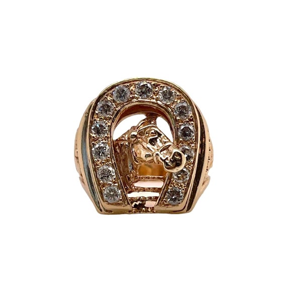 Mens diamond on sale horseshoe pinky ring