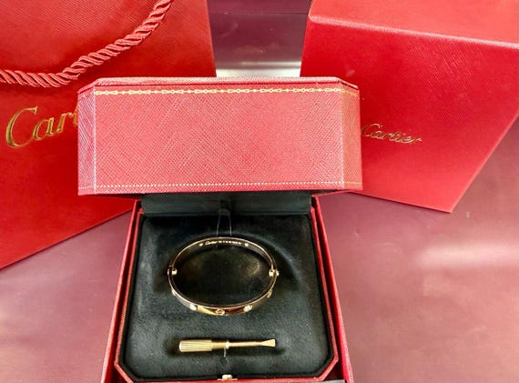 Cartier Love Bracelet 4 Diamonds 18k Rose Gold Size 17 - Etsy