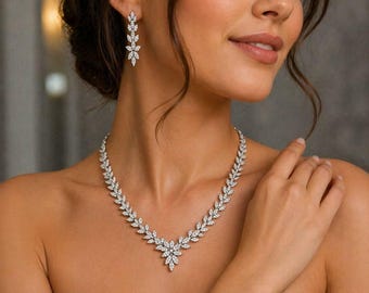 18K Weißgold Diamant Schmuck Set 8.37ct VS2 G-H Halskette Armband Ohrringe Braut Luxus Set