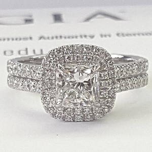 1.06 Ct Diamond 14k White Gold Engagement Ring Semi Mount Center Cushion 1 Ct