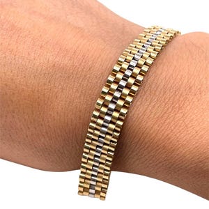 18K Massiv zweifarbiges Gold Jubilee Link Herrenarmband 22.6 Gr, 8.5 in
