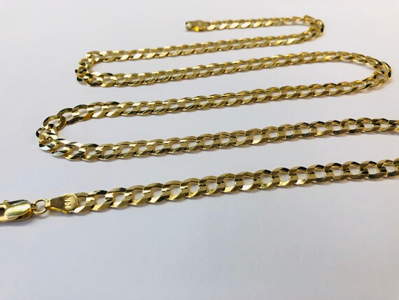Mens 14k Solid Yellow Gold Cuban Link Chain Neckl… - image 4