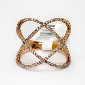 14k Rose Gold 0.49 Ct Diamond Women&#39;s Wide Open Ring Size 6.75
