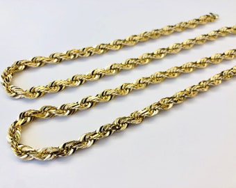 Mens 14k Solid Yellow Gold Rope Chain Necklace 24”, 3.5 mm 28.6 Gr