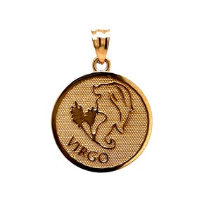 14k Amarillo Sólido, Blanco y Oro Rosa Zodiac Virgo Charm Colgante 4.5 Gramos 0.80"