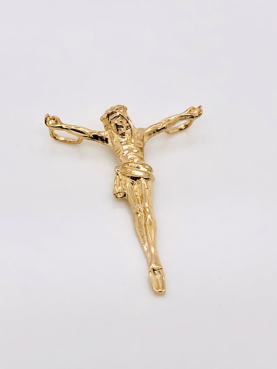 14k solid outlet gold jesus pendant
