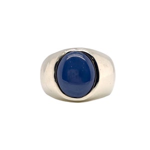 14K Solid White Gold Mens Star Sapphire Pinky Ring 12.8 Grams Size 7 - Etsy