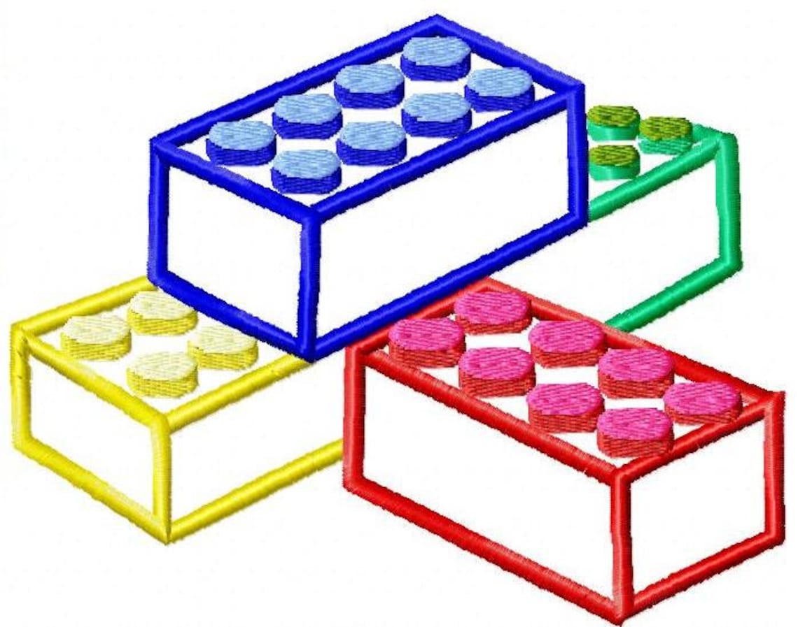 Machine embroidery design lego blocks applique instant  etsy