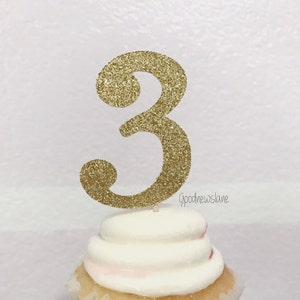 3 Cupcake Toppers, Birthday Decor, 3rd Birthday