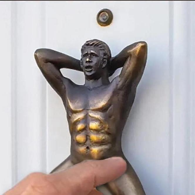 Funny Satyr Door Knocker – Naked Man Resin Pendant, Unique Home Decor Gift For Garden Or Front Door
