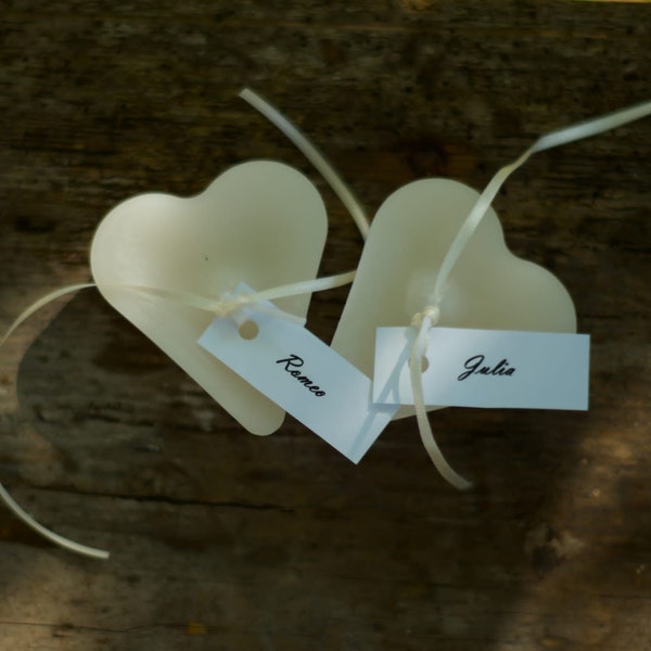 Candles heart shape, wedding gift, guest cards, place cards, guest gift, wedding, candlelight dinner, romance, wedding, gift