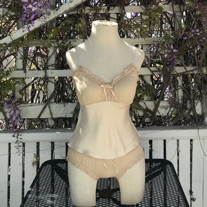 Silk Charmeuse and chiffon Camisole in Champagne in size Small #304