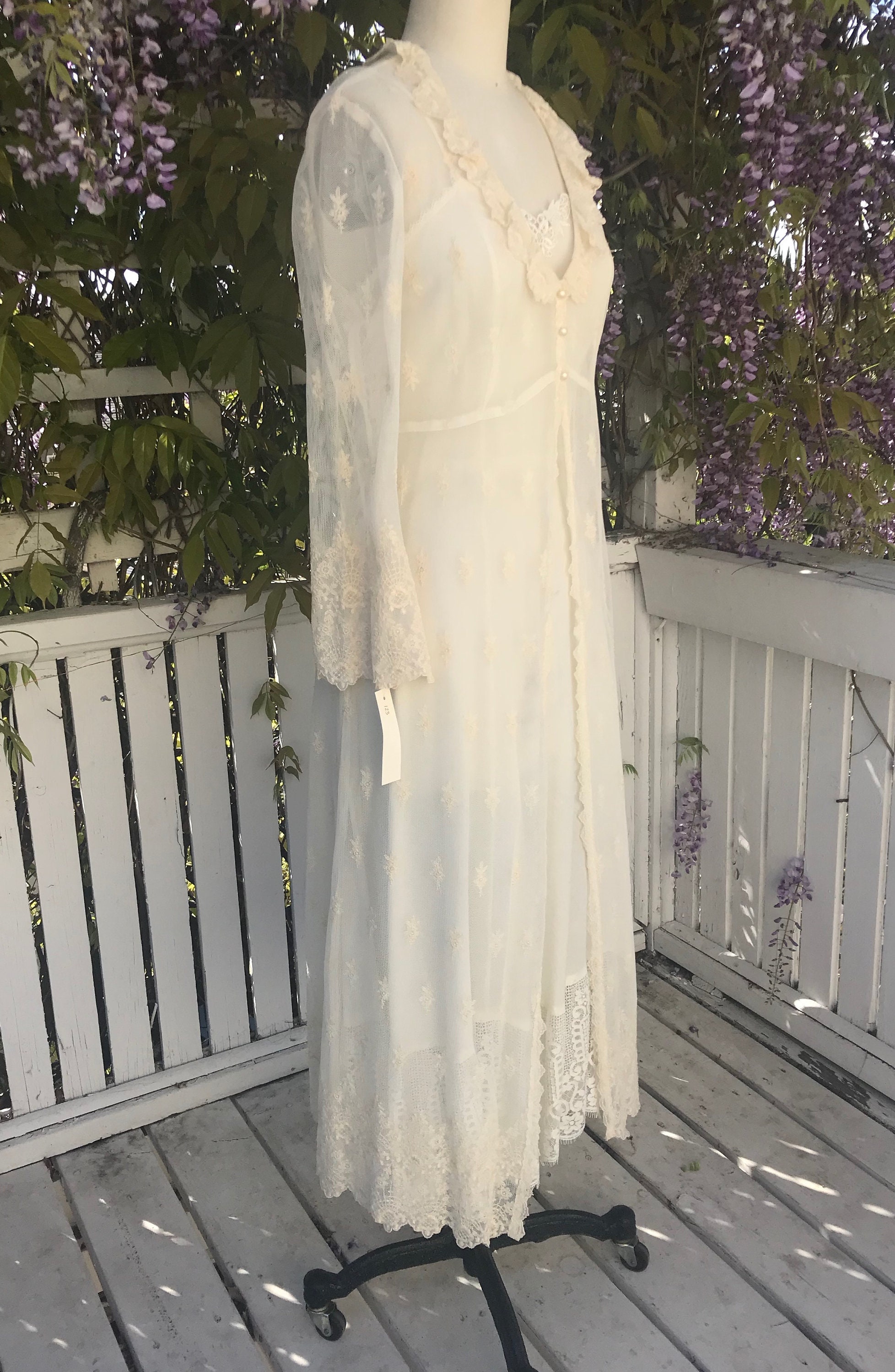 Royale bias-cut white slip dress with flounce hem