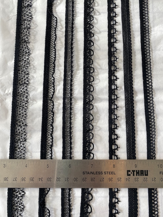 Fancy Italian elastic trim in Black, various patterns and widths