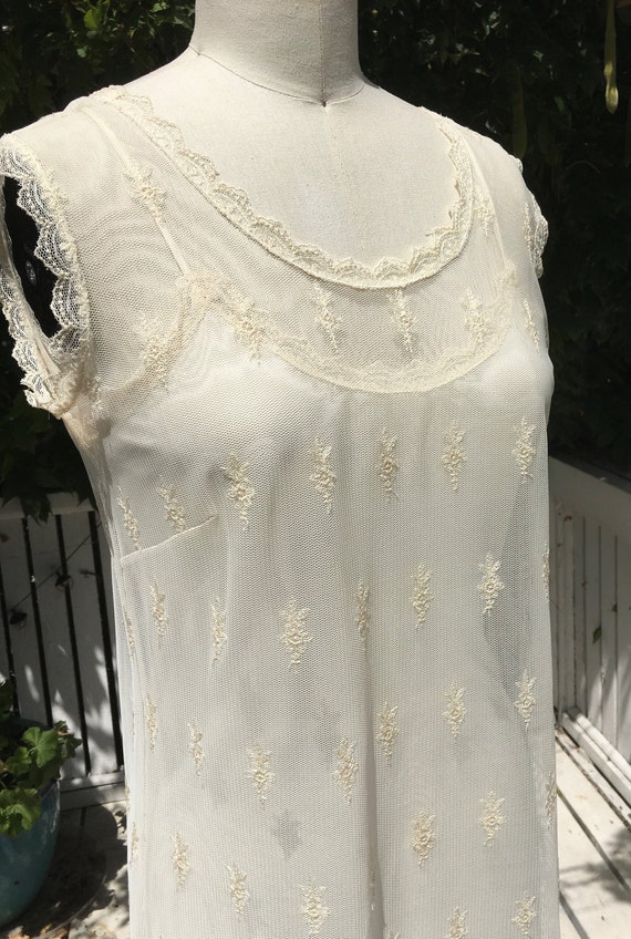 Cotton Embroidered Short Tea Gown #116 in ivory in