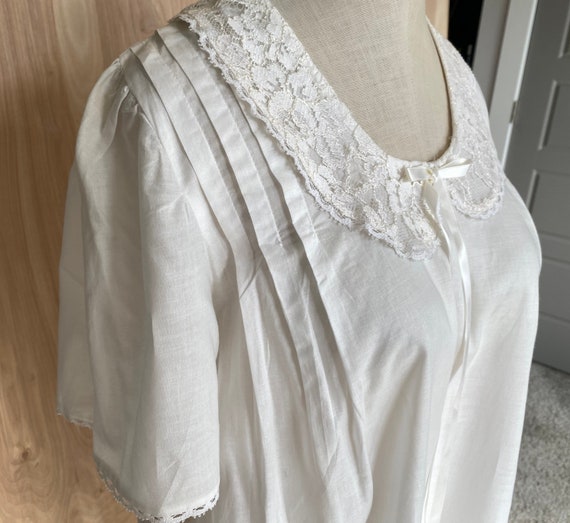 Vintage 1980's Lace Collar Long Gown #37 in cotton lawn in white