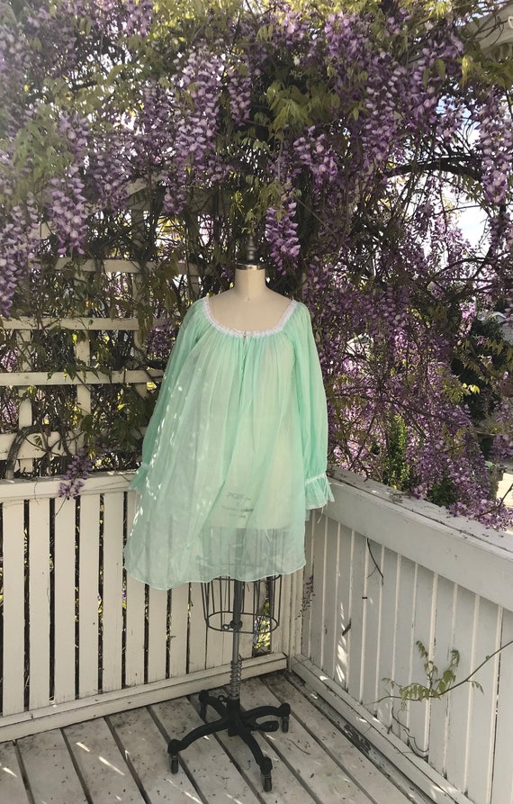 Swiss Cotton batiste short gypsy gown with long sleeves #404 in mint in OS