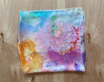 Multi color Silk Scarf in Italian Print silk chiffon #443
