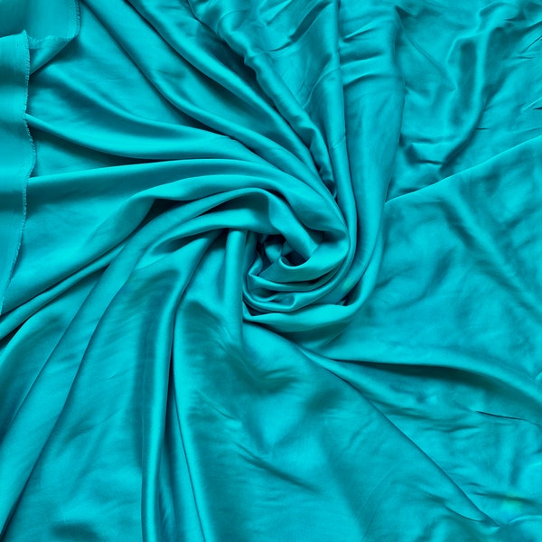 100% Washed Silk Charmeuse in Aqua/Green 52" Wide