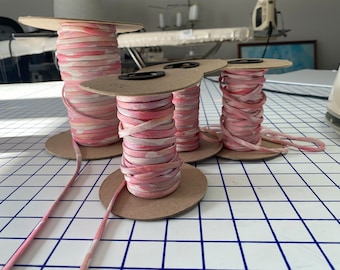 Pink Watercolor Print Spaghetti Strap 1/4" in Modal, Silk Charmeuse and silk chiffon