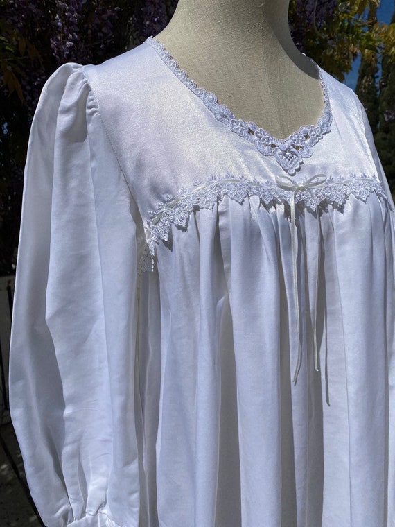 Cuddleskin Long Nightgown with Long Sleeve in Whi… - image 1