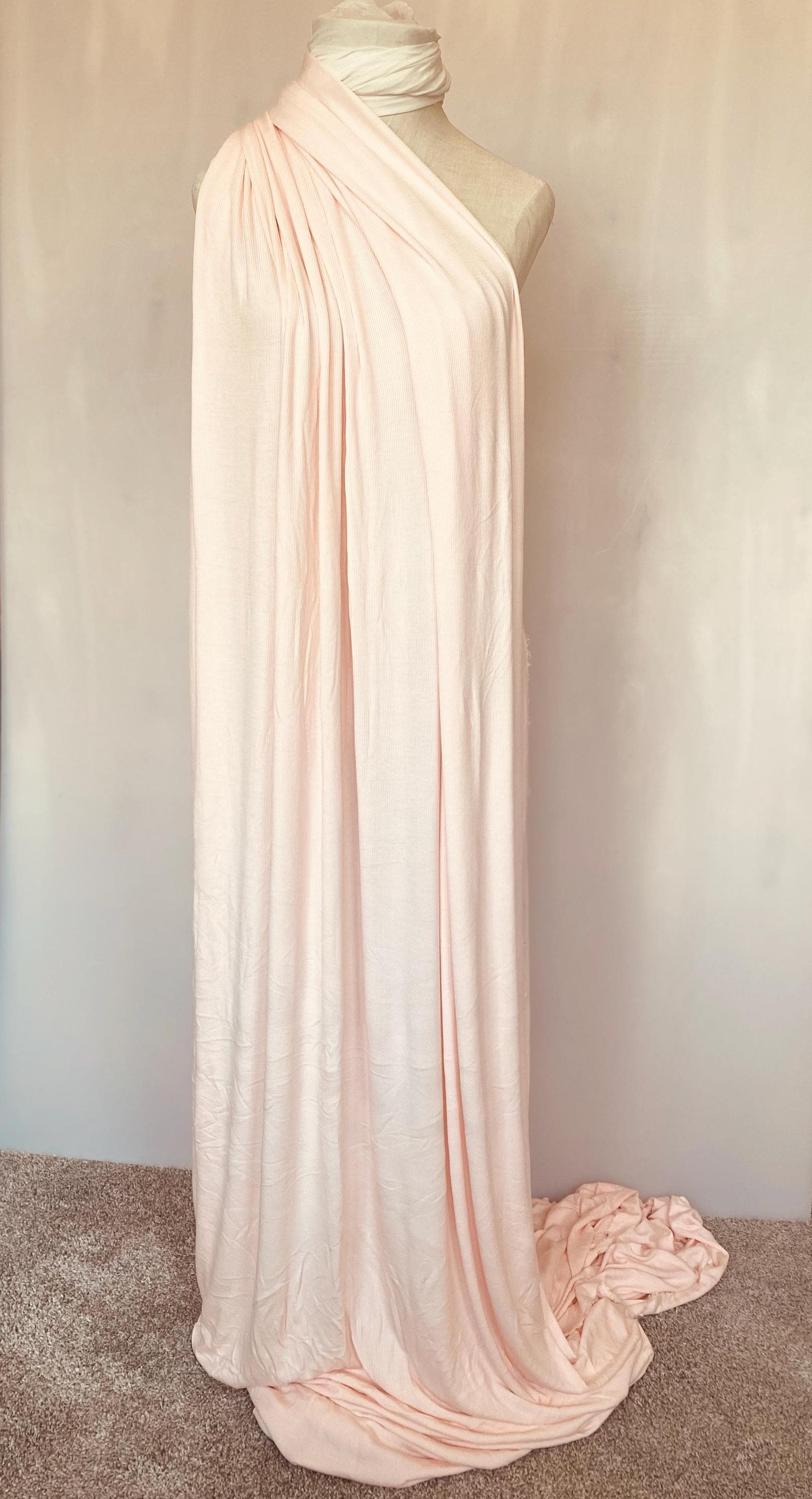 Micro Modal /lycra Baby Rib Knit in Ballet Pink, Super Soft 53