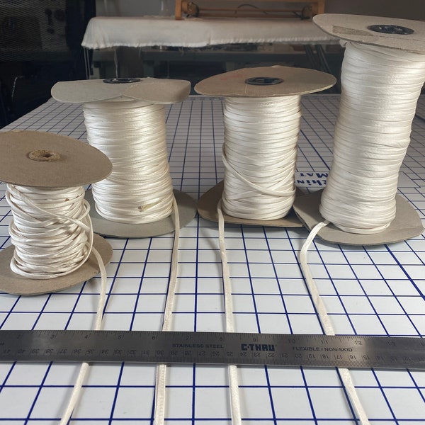 Silk Charmeuse Spaghetti Strap in Ivory , 1/4"  and 1/8" cut to order (minimum 5 yd cut)