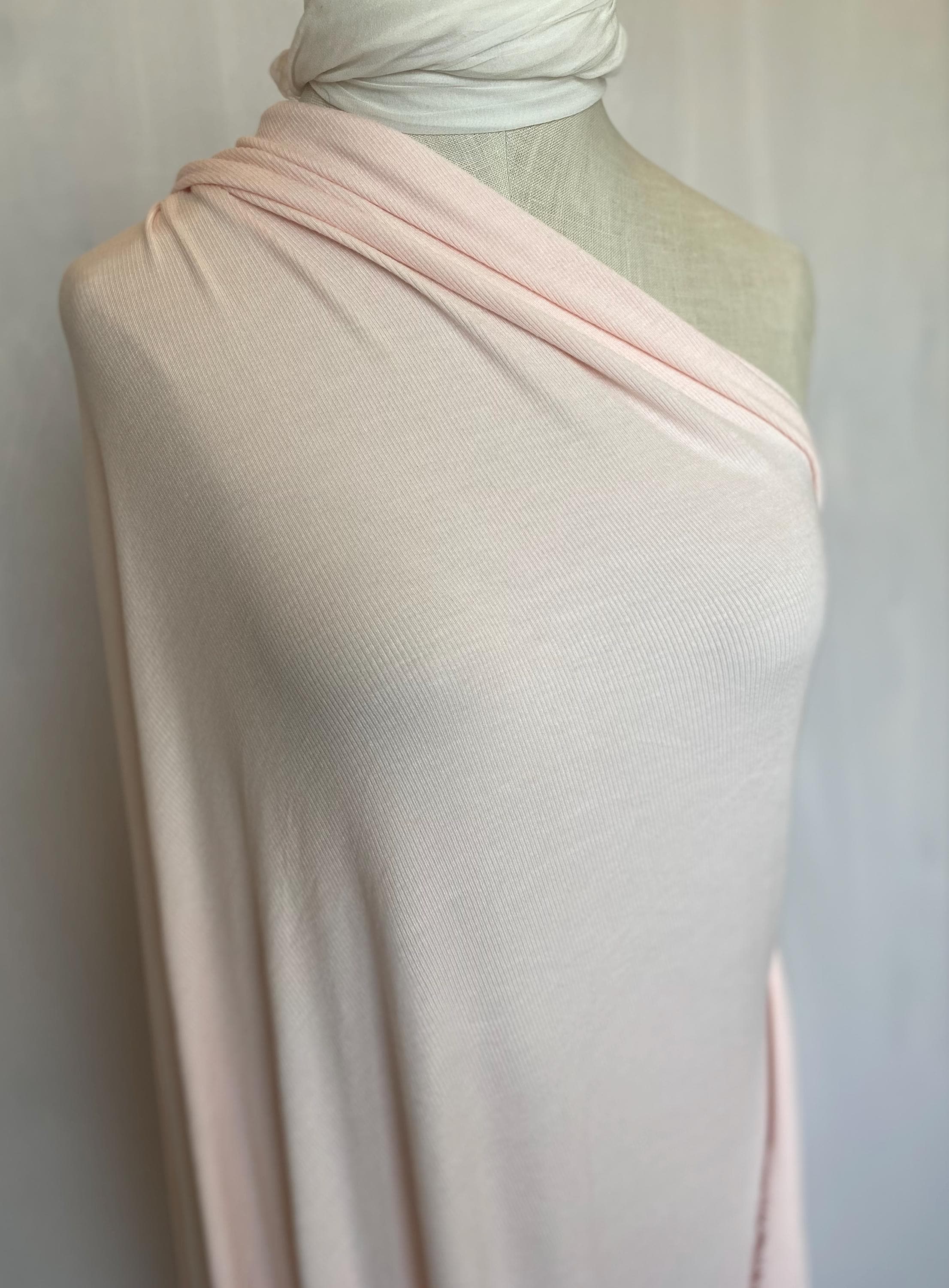 Micro Modal /lycra Baby Rib Knit in Ballet Pink, Super Soft 53