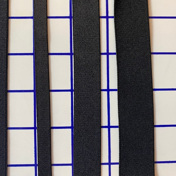 SHINDO Stretch Grosgrain Ribbon  in Black  6mm, 9mm, 18mm, 24mm in various meter lengths