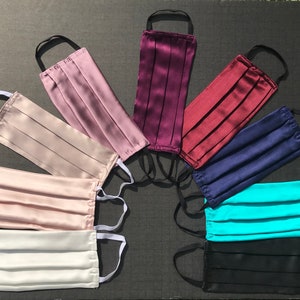 LIGHTWEIGHT  double layer Washable Solid Sand-washed Silk Charmeuse Face Masks