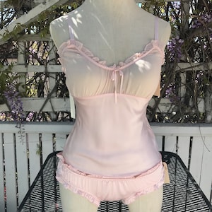 Silk Charmeuse and chiffon Camisole in Pale Pink in size Small #93