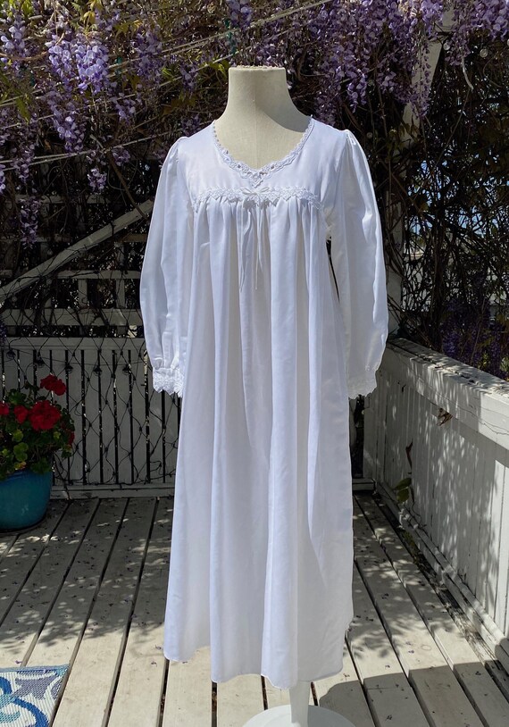Cuddleskin Long Nightgown with Long Sleeve in Whi… - image 2