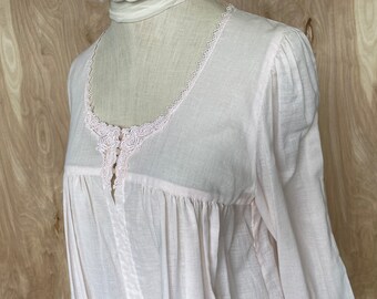 Cotton Voile Short Gown with long sleeves #24 in pale pink in size Small/Medium