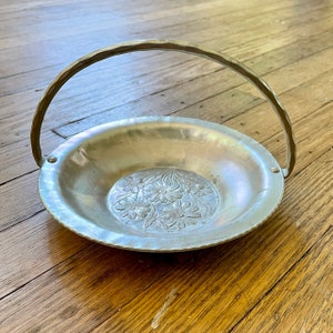 Vintage Aluminum Nut Bowl with Handle