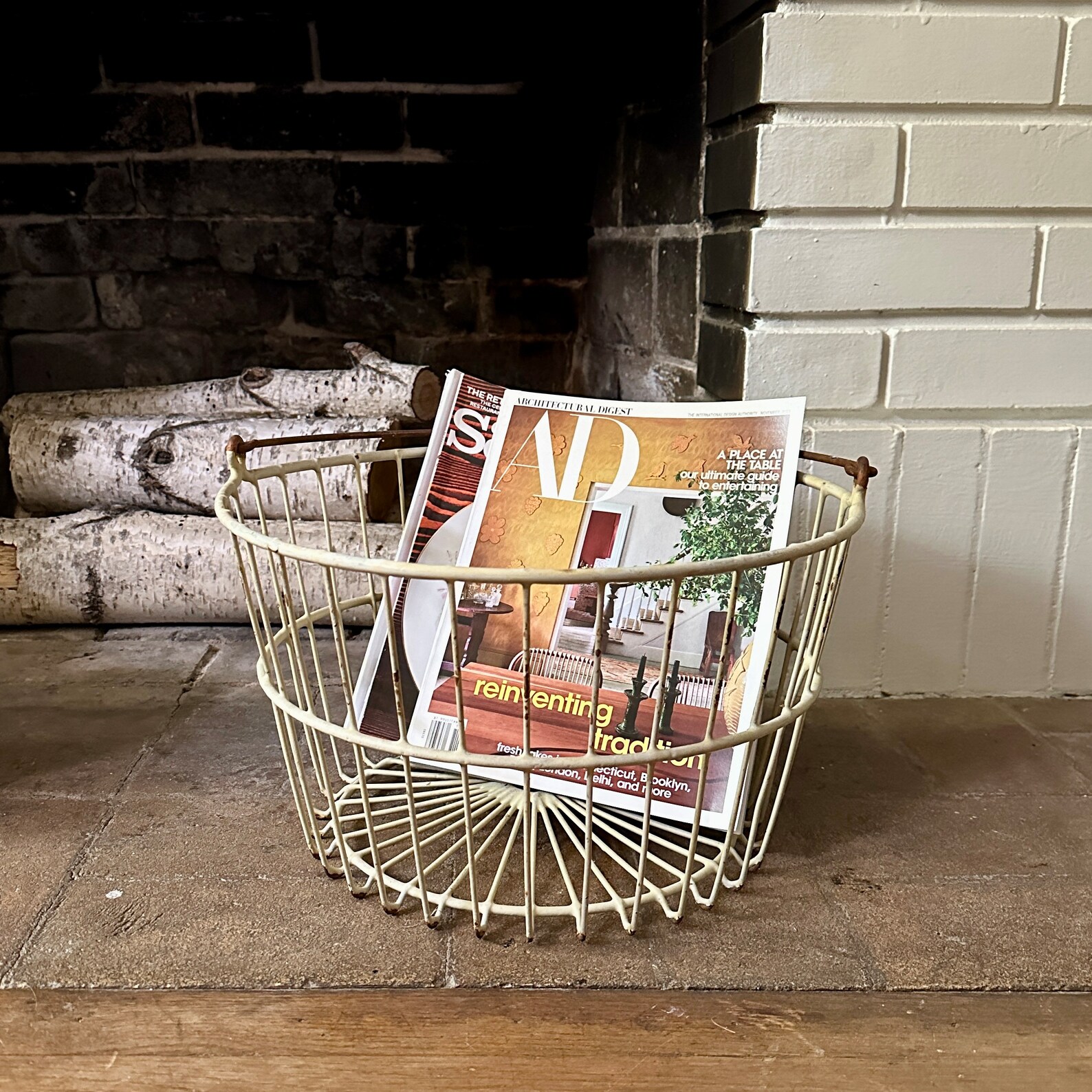 Vintage Wire Egg Gathering Basket Etsy