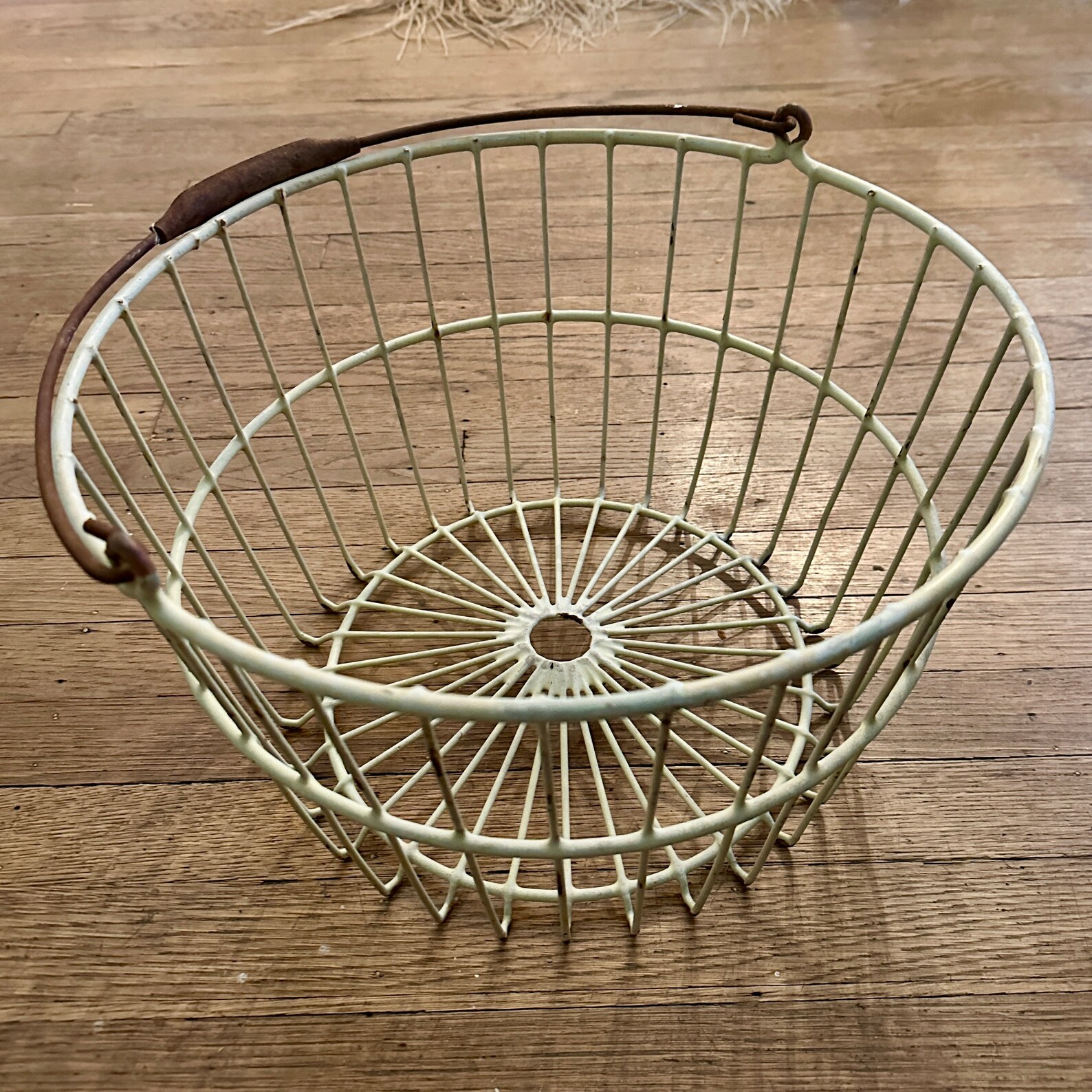 Vintage Wire Egg Gathering Basket Etsy